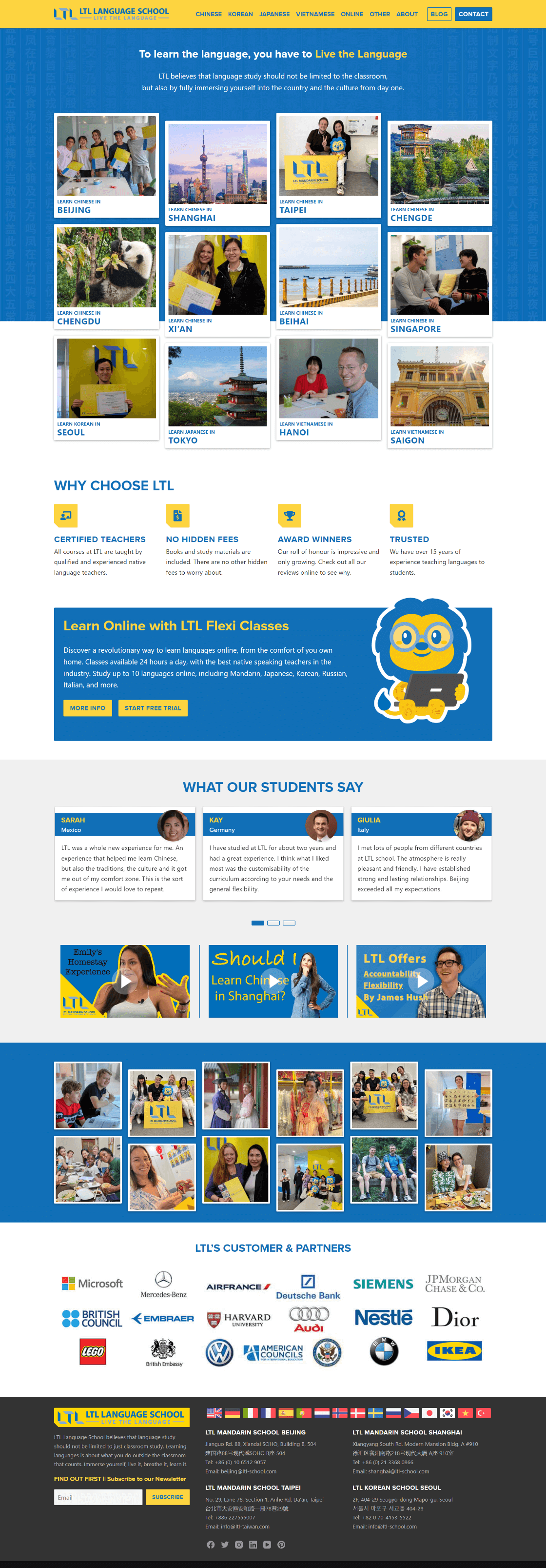 LTL Language School Desktop Website Screenshot