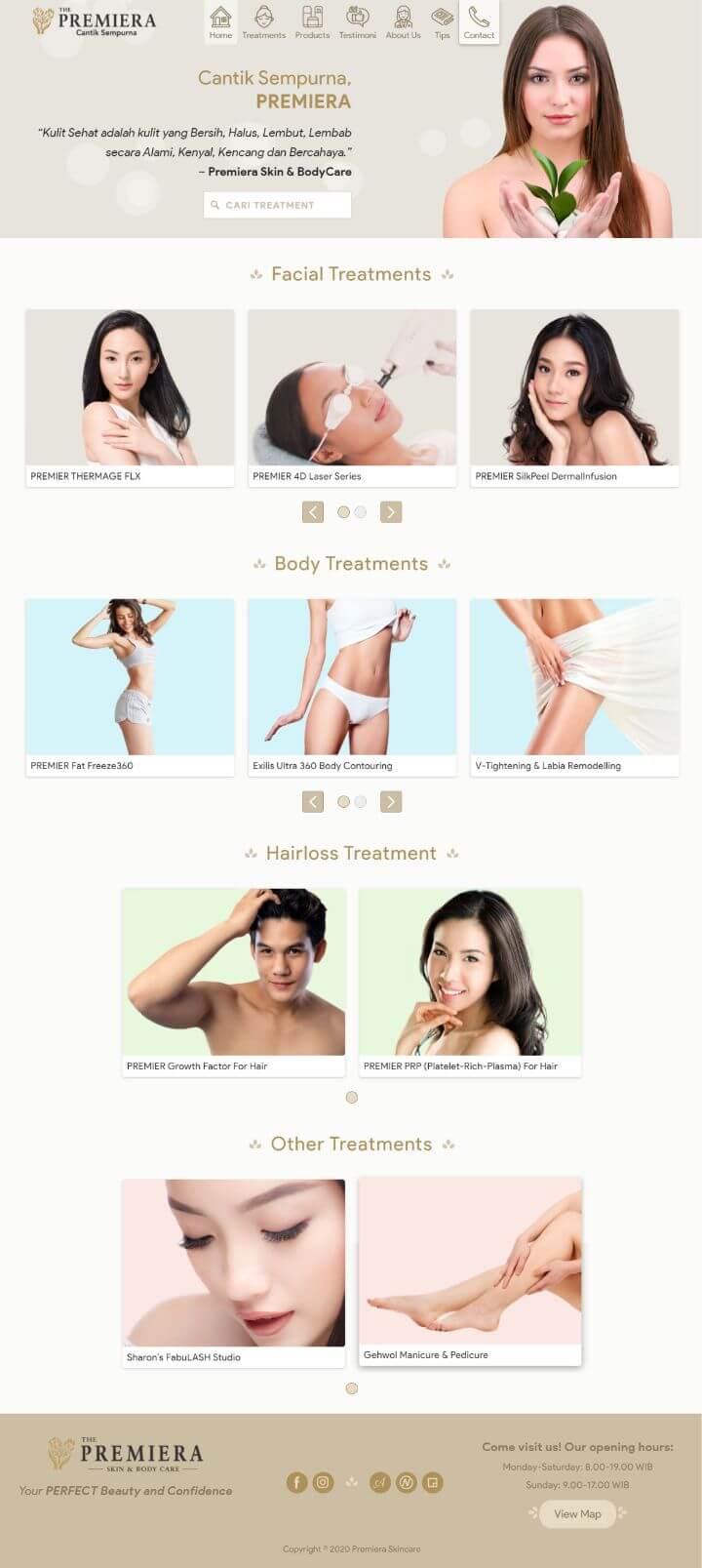 Premiera Skincare Website Screenshot