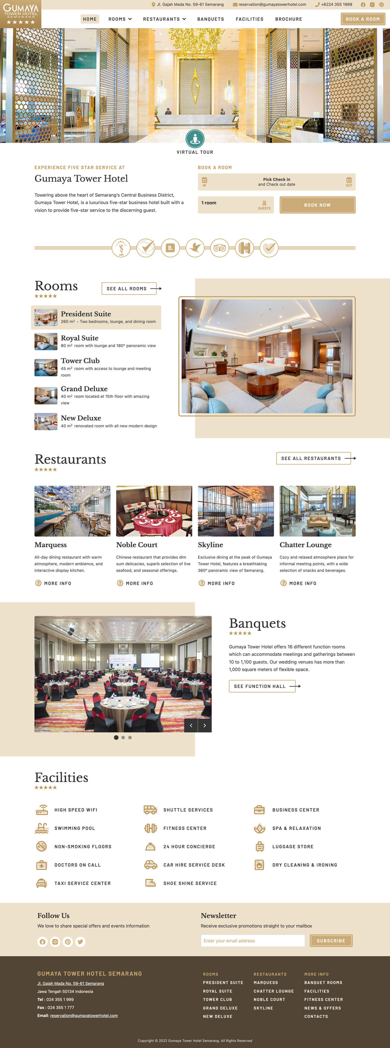 Gumaya Tower Hotel Desktop Website Screenshot