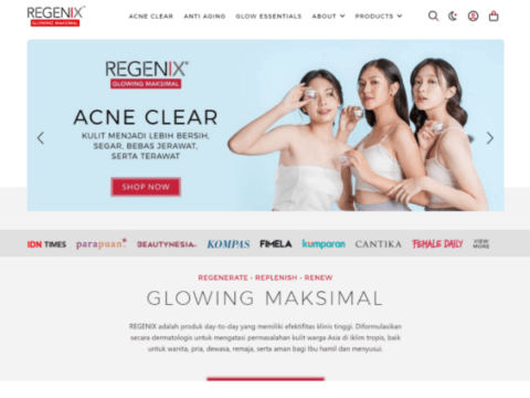 Regenix Skincare Thumbnail website